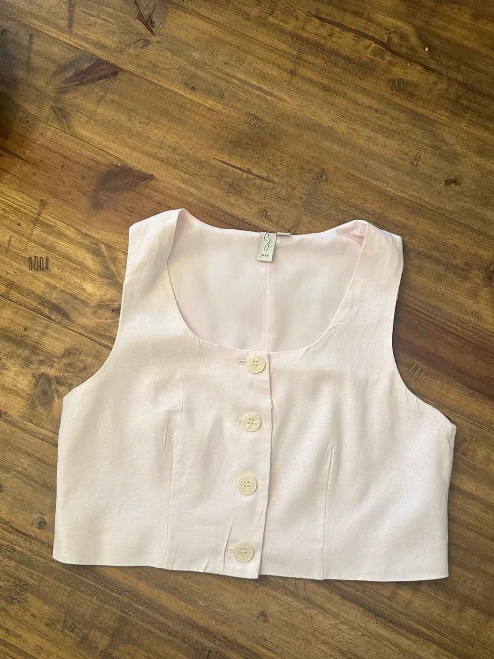 Joie Pale Pink Button-Front Crop Top